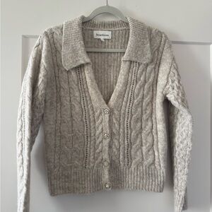 Heartloom Women's Cream Cable Knit Cardigan